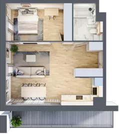 2 pokoje, mieszkanie 49,92 m², piętro 4, oferta nr C115, Grunwald Między Drzewami 3, Poznań, Grunwald, Grunwald Południe, ul. Unii Europejskiej / Smardzewska