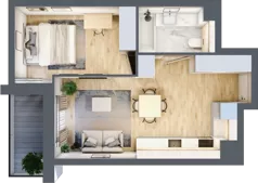 2 pokoje, mieszkanie 37,42 m², piętro 1, oferta nr C096, Grunwald Między Drzewami 3, Poznań, Grunwald, Grunwald Południe, ul. Unii Europejskiej / Smardzewska