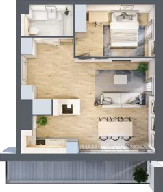 2 pokoje, mieszkanie 52,34 m², piętro 4, oferta nr D156, Grunwald Między Drzewami 3, Poznań, Grunwald, Grunwald Południe, ul. Unii Europejskiej / Smardzewska