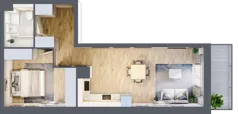 2 pokoje, mieszkanie 44,60 m², piętro 1, oferta nr D130, Grunwald Między Drzewami 3, Poznań, Grunwald, Grunwald Południe, ul. Unii Europejskiej / Smardzewska