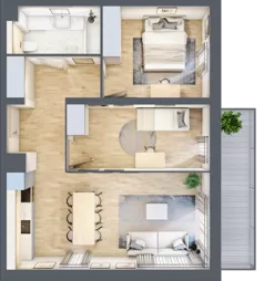 3 pokoje, mieszkanie 61,01 m², piętro 2, oferta nr E186, Grunwald Między Drzewami 3, Poznań, Grunwald, Grunwald Południe, ul. Unii Europejskiej / Smardzewska