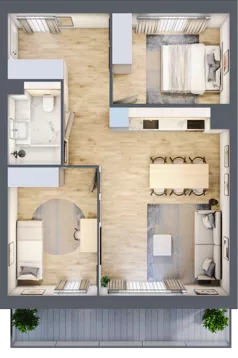 3 pokoje, mieszkanie 57,55 m², piętro 1, oferta nr F219, Grunwald Między Drzewami 3, Poznań, Grunwald, Grunwald Południe, ul. Unii Europejskiej / Smardzewska