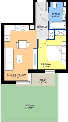2 pokoje, mieszkanie 38,35 m², parter, oferta nr C026, BOSCO, Warszawa, Białołęka, Białołęka Dworska, ul. Romana Palestera