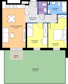 3 pokoje, mieszkanie 64,16 m², parter, oferta nr C025, BOSCO, Warszawa, Białołęka, Białołęka Dworska, ul. Romana Palestera
