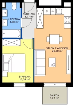 2 pokoje, mieszkanie 39,49 m², piętro 1, oferta nr C031, BOSCO, Warszawa, Białołęka, Białołęka Dworska, ul. Romana Palestera