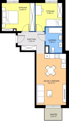 3 pokoje, mieszkanie 59,45 m², piętro 1, oferta nr C028, BOSCO, Warszawa, Białołęka, Białołęka Dworska, ul. Romana Palestera