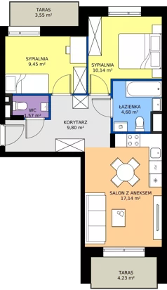 3 pokoje, mieszkanie 52,78 m², piętro 3, oferta nr D056, BOSCO, Warszawa, Białołęka, Białołęka Dworska, ul. Romana Palestera