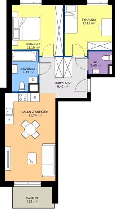 3 pokoje, mieszkanie 61,56 m², piętro 1, oferta nr D051, BOSCO, Warszawa, Białołęka, Białołęka Dworska, ul. Romana Palestera