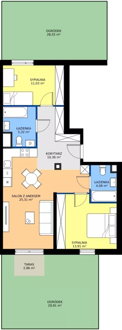 3 pokoje, mieszkanie 70,01 m², parter, oferta nr E061, BOSCO, Warszawa, Białołęka, Białołęka Dworska, ul. Romana Palestera