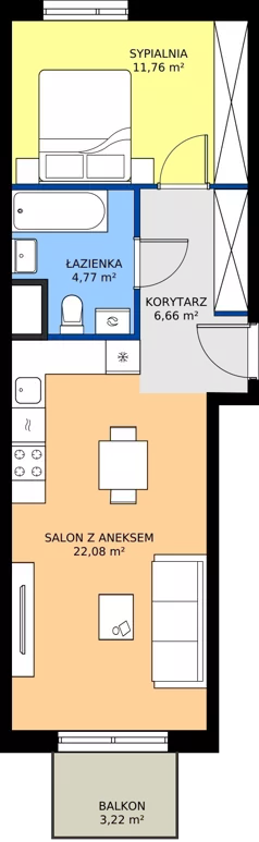 2 pokoje, mieszkanie 45,27 m², piętro 1, oferta nr E065, BOSCO, Warszawa, Białołęka, Białołęka Dworska, ul. Romana Palestera