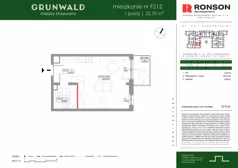 1 pokój, mieszkanie 32,70 m², piętro 1, oferta nr F212, Grunwald Między Drzewami 3, Poznań, Grunwald, Grunwald Południe, ul. Unii Europejskiej / Smardzewska