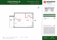 1 pokój, mieszkanie 36,96 m², piętro 1, oferta nr F216, Grunwald Między Drzewami 3, Poznań, Grunwald, Grunwald Południe, ul. Unii Europejskiej / Smardzewska