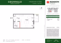 1 pokój, mieszkanie 32,70 m², piętro 2, oferta nr F222, Grunwald Między Drzewami 3, Poznań, Grunwald, Grunwald Południe, ul. Unii Europejskiej / Smardzewska