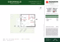 2 pokoje, mieszkanie 35,86 m², parter, oferta nr E171, Grunwald Między Drzewami 3, Poznań, Grunwald, Grunwald Południe, ul. Unii Europejskiej / Smardzewska