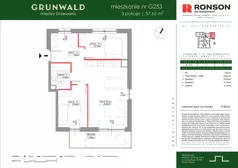 3 pokoje, mieszkanie 57,65 m², piętro 1, oferta nr G253, Grunwald Między Drzewami 3, Poznań, Grunwald, Grunwald Południe, ul. Unii Europejskiej / Smardzewska