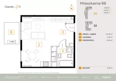 1 pokój, mieszkanie 33,16 m², piętro 2, oferta nr A1.5.M167.2P, Nowe Osiedle Fi, Kraków, Podgórze, Mateczny, ul. Rzemieślnicza 22/24