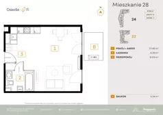 1 pokój, mieszkanie 37,94 m², piętro 4, oferta nr B2.2.M58.2P, Nowe Osiedle Fi, Kraków, Podgórze, Mateczny, ul. Rzemieślnicza 22/24