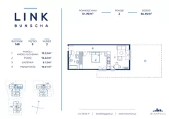 2 pokoje, mieszkanie 52,26 m², piętro 1, oferta nr 11.14b, LINK BUNSCHA , Kraków, Dębniki, Ruczaj, ul. Karola Bunscha 14A-C