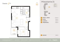 2 pokoje, mieszkanie 35,98 m², piętro 2, oferta nr A1.1.M118.2P, Nowe Osiedle Fi, Kraków, Podgórze, Mateczny, ul. Rzemieślnicza 22/24