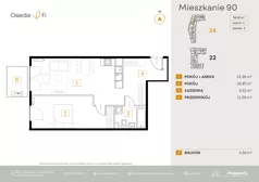 2 pokoje, mieszkanie 56,16 m², piętro 1, oferta nr A3.4.M225.2P, Nowe Osiedle Fi, Kraków, Podgórze, Mateczny, ul. Rzemieślnicza 22/24