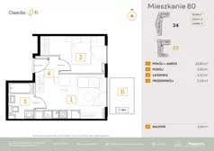 2 pokoje, mieszkanie 30,96 m², piętro 4, oferta nr B1.6.M47.3P, Nowe Osiedle Fi, Kraków, Podgórze, Mateczny, ul. Rzemieślnicza 22/24
