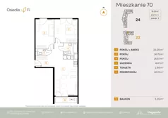 3 pokoje, mieszkanie 70,35 m², piętro 1, oferta nr B1.5.M45.2P, Nowe Osiedle Fi, Kraków, Podgórze, Mateczny, ul. Rzemieślnicza 22/24