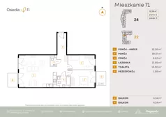 3 pokoje, mieszkanie 82,58 m², piętro 2, oferta nr B1.5.M46.1P, Nowe Osiedle Fi, Kraków, Podgórze, Mateczny, ul. Rzemieślnicza 22/24