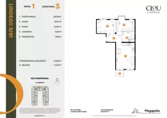 3 pokoje, mieszkanie 70,84 m², piętro 1, oferta nr L 1_M16, Clou Lindego, Kraków, Bronowice, ul. Samuela Bogumiła Lindego 5
