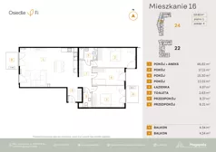4 pokoje, mieszkanie 112,92 m², piętro 1, oferta nr A1.1.M112.2P, Nowe Osiedle Fi, Kraków, Podgórze, Mateczny, ul. Rzemieślnicza 22/24