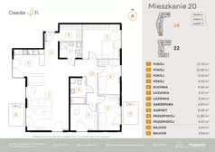 4 pokoje, mieszkanie 113,41 m², piętro 2, oferta nr A1.1.M117.1P, Nowe Osiedle Fi, Kraków, Podgórze, Mateczny, ul. Rzemieślnicza 22/24