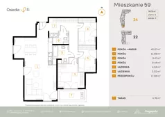 4 pokoje, mieszkanie 99,70 m², piętro 6, oferta nr A1.3.M142.2P, Nowe Osiedle Fi, Kraków, Podgórze, Mateczny, ul. Rzemieślnicza 22/24