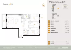 4 pokoje, mieszkanie 100,19 m², piętro 6, oferta nr A1.3.M145+146.4P, Nowe Osiedle Fi, Kraków, Podgórze, Mateczny, ul. Rzemieślnicza 22/24