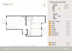 4 pokoje, mieszkanie 112,92 m², piętro 2, oferta nr A2.1.M181.4P, Nowe Osiedle Fi, Kraków, Podgórze, Mateczny, ul. Rzemieślnicza 22/24