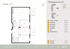 4 pokoje, mieszkanie 87,23 m², piętro 2, oferta nr B1.1.M11.4P, Nowe Osiedle Fi, Kraków, Podgórze, Mateczny, ul. Rzemieślnicza 22/24