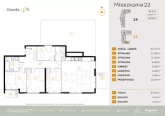 4 pokoje, mieszkanie 92,53 m², piętro 4, oferta nr B1.2.M12.3P, Nowe Osiedle Fi, Kraków, Podgórze, Mateczny, ul. Rzemieślnicza 22/24