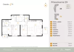 4 pokoje, mieszkanie 92,53 m², piętro 5, oferta nr B2.2.M59.2P, Nowe Osiedle Fi, Kraków, Podgórze, Mateczny, ul. Rzemieślnicza 22/24