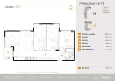 4 pokoje, mieszkanie 82,07 m², piętro 2, oferta nr B2.5.M68.2P, Nowe Osiedle Fi, Kraków, Podgórze, Mateczny, ul. Rzemieślnicza 22/24