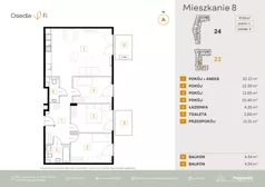 4 pokoje, mieszkanie 87,23 m², piętro 1, oferta nr B3.0.M77.4P, Nowe Osiedle Fi, Kraków, Podgórze, Mateczny, ul. Rzemieślnicza 22/24