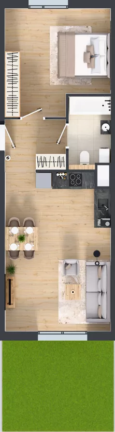 2 pokoje, mieszkanie 48,96 m², parter, oferta nr 1.28, Osiedle Ozon - Etap VII, Kraków, Prądnik Biały, Górka Narodowa, ul. Stefana Banacha/ul. Fryderyka Schillinga