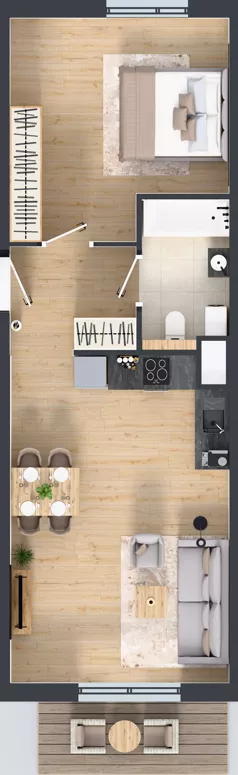 2 pokoje, mieszkanie 48,96 m², piętro 1, oferta nr 4.28, Osiedle Ozon - Etap VII, Kraków, Prądnik Biały, Górka Narodowa, ul. Stefana Banacha/ul. Fryderyka Schillinga