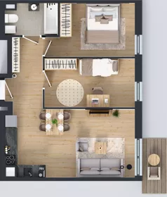 3 pokoje, mieszkanie 55,89 m², piętro 3, oferta nr 56.28, Osiedle Ozon - Etap VII, Kraków, Prądnik Biały, Górka Narodowa, ul. Stefana Banacha/ul. Fryderyka Schillinga