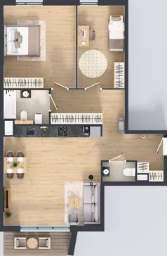 3 pokoje, mieszkanie 82,67 m², piętro 4, oferta nr 62.28, Osiedle Ozon - Etap VII, Kraków, Prądnik Biały, Górka Narodowa, ul. Stefana Banacha/ul. Fryderyka Schillinga
