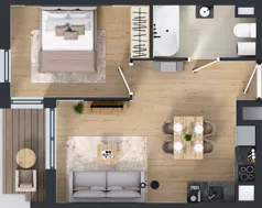 2 pokoje, mieszkanie 38,42 m², piętro 4, oferta nr 56.3, Osiedle Ozon - Etap VII, Kraków, Prądnik Biały, Górka Narodowa, ul. Stefana Banacha/ul. Fryderyka Schillinga