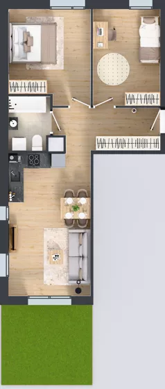 3 pokoje, mieszkanie 59,57 m², parter, oferta nr 4.32, Osiedle Ozon - Etap VII, Kraków, Prądnik Biały, Górka Narodowa, ul. Stefana Banacha/ul. Fryderyka Schillinga