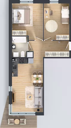 3 pokoje, mieszkanie 59,57 m², piętro 1, oferta nr 8.32, Osiedle Ozon - Etap VII, Kraków, Prądnik Biały, Górka Narodowa, ul. Stefana Banacha/ul. Fryderyka Schillinga