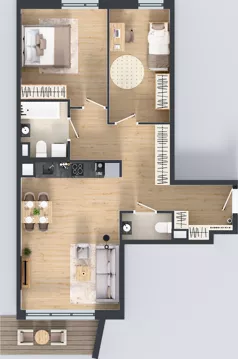3 pokoje, mieszkanie 71,07 m², piętro 2, oferta nr 48.32, Osiedle Ozon - Etap VII, Kraków, Prądnik Biały, Górka Narodowa, ul. Stefana Banacha/ul. Fryderyka Schillinga