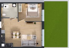 2 pokoje, mieszkanie 47,01 m², parter, oferta nr 1.34, Osiedle Ozon - Etap VII, Kraków, Prądnik Biały, Górka Narodowa, ul. Stefana Banacha/ul. Fryderyka Schillinga