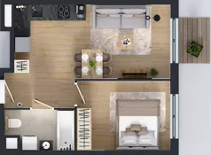 2 pokoje, mieszkanie 37,45 m², piętro 1, oferta nr L 1_M30, Clou Lindego, Kraków, Bronowice, ul. Samuela Bogumiła Lindego 5