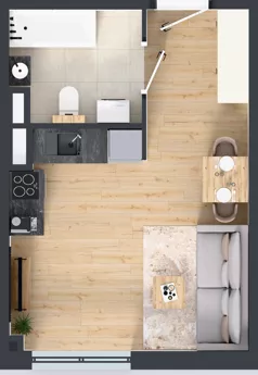 1 pokój, mieszkanie 26,73 m², piętro 2, oferta nr L 2_M16, Clou Lindego, Kraków, Bronowice, ul. Samuela Bogumiła Lindego 5