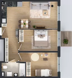 3 pokoje, mieszkanie 57,09 m², piętro 2, oferta nr L 2_M24, Clou Lindego, Kraków, Bronowice, ul. Samuela Bogumiła Lindego 5